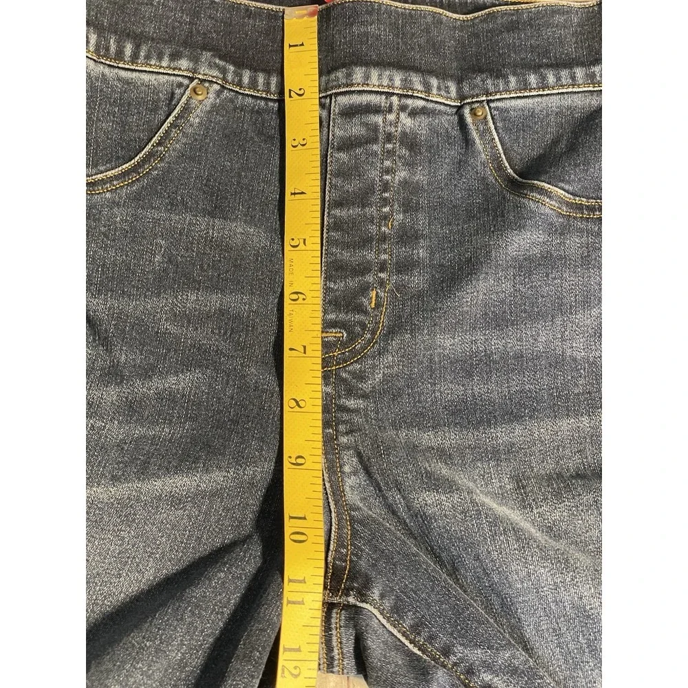 Spanx Cropped Flare Fringe Pull‎ On Denim Jeans Size Small Medium Wash